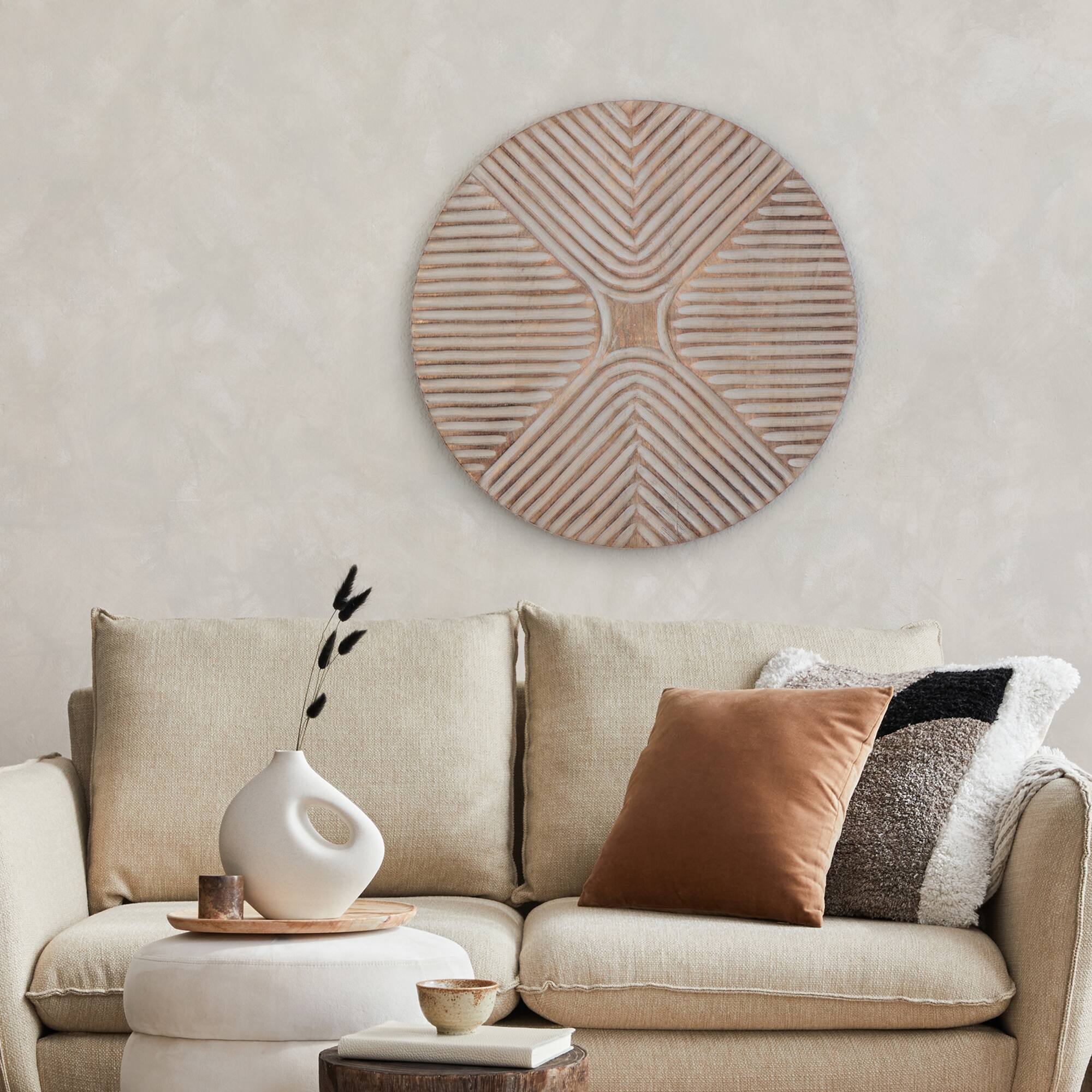 Habitat Robia 20" Distressed Gray Carved Wood Wall Art